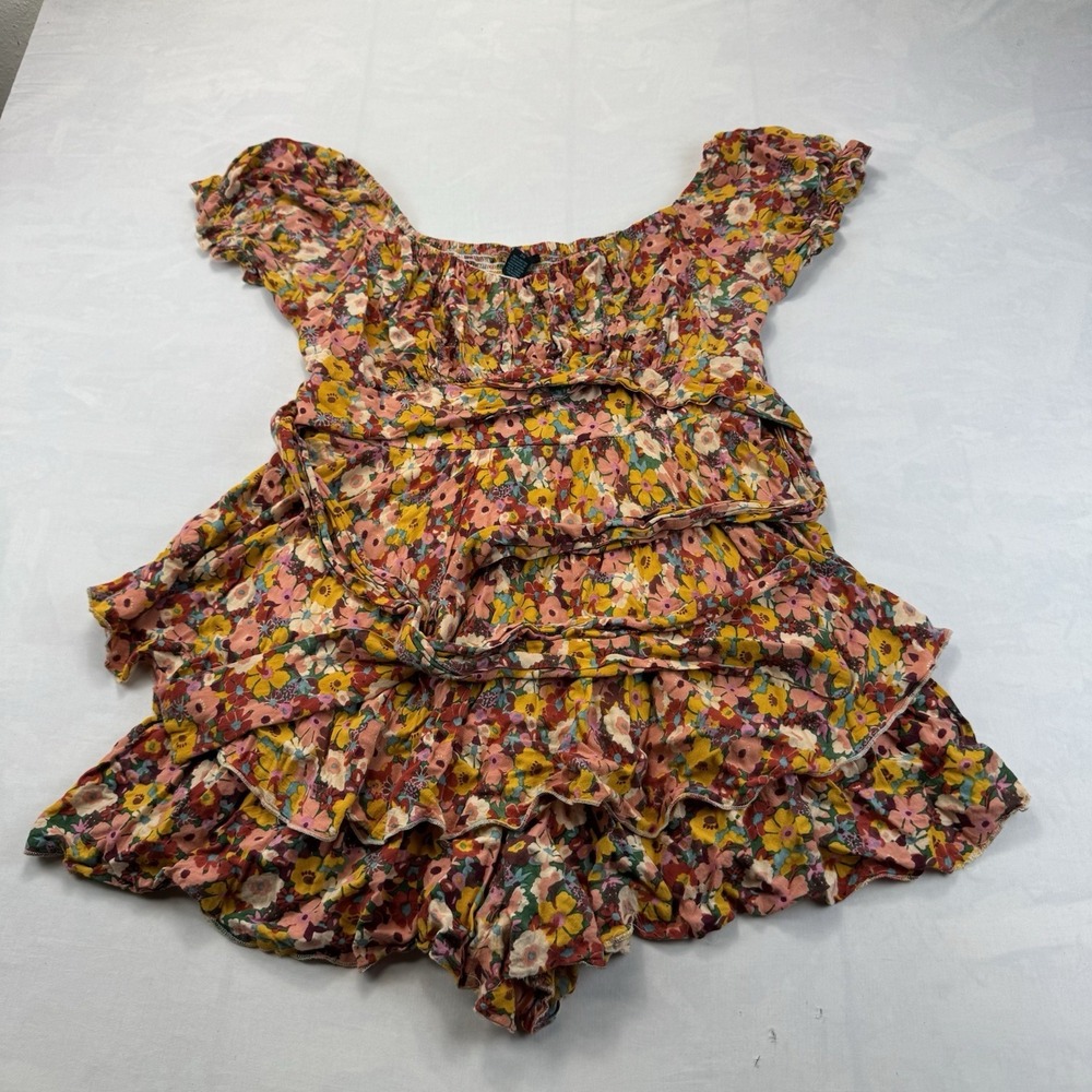 Rue21 2X Floral Rayon Ruffle Tiered Off Shoulder Boho Blouse Plus Size